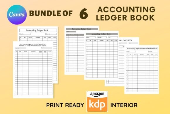 Download Bundle of 6 Accounting Ledger Book - Accounting Collection