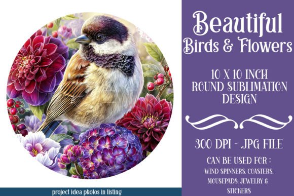 Download Birds and Flowers 10x10 Round Image I10 - Premium Resources