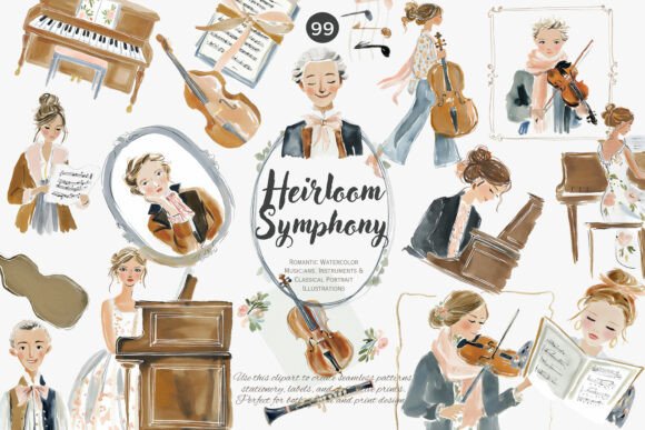 Download Romantic Classical Musicians Clipart Set - Classical Collection