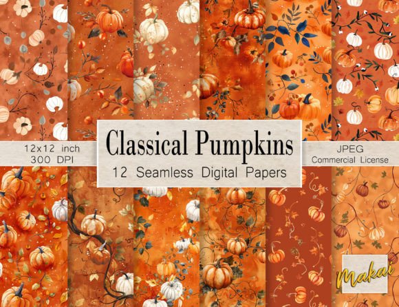 Download Classical Pumpkin Seamless Patterns - Premium Resources
